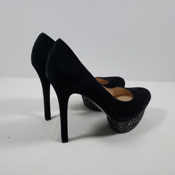 Pelle Moda Platform Pumps Suede Leather Stiletto Black 7.5 - Picture 2 of 4